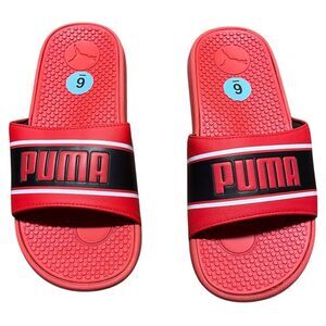 Puma slides sandals big kid size 6 red black new